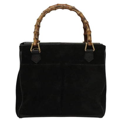 Gucci Bamboo Zip Pouch Suede, BLACK, SUEDE, Handbag
