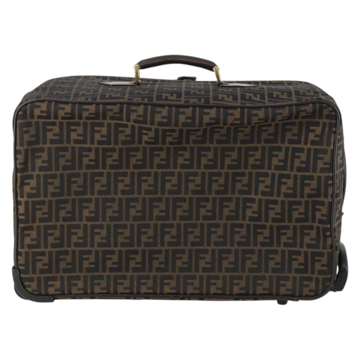 Fendi Vintage Rolling Suitcase Zucca Canvas, Brown, Canvas, Travel Bag