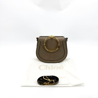 Chloe Nile Crocodile Embossed Leather, Brown, Leather, Crossbody Bag