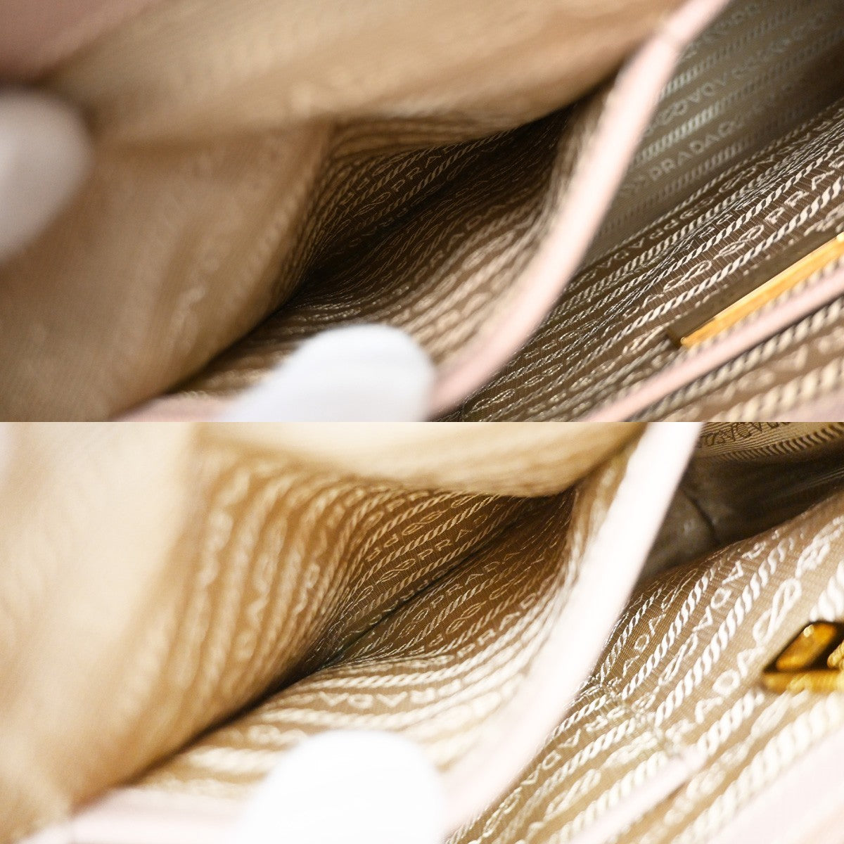 Prada Double Zip Lux Saffiano Leather, Pink, Leather, Tote Bag