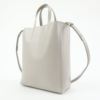Celine Vertical Cabas Leather, Beige, Leather, Tote Bag