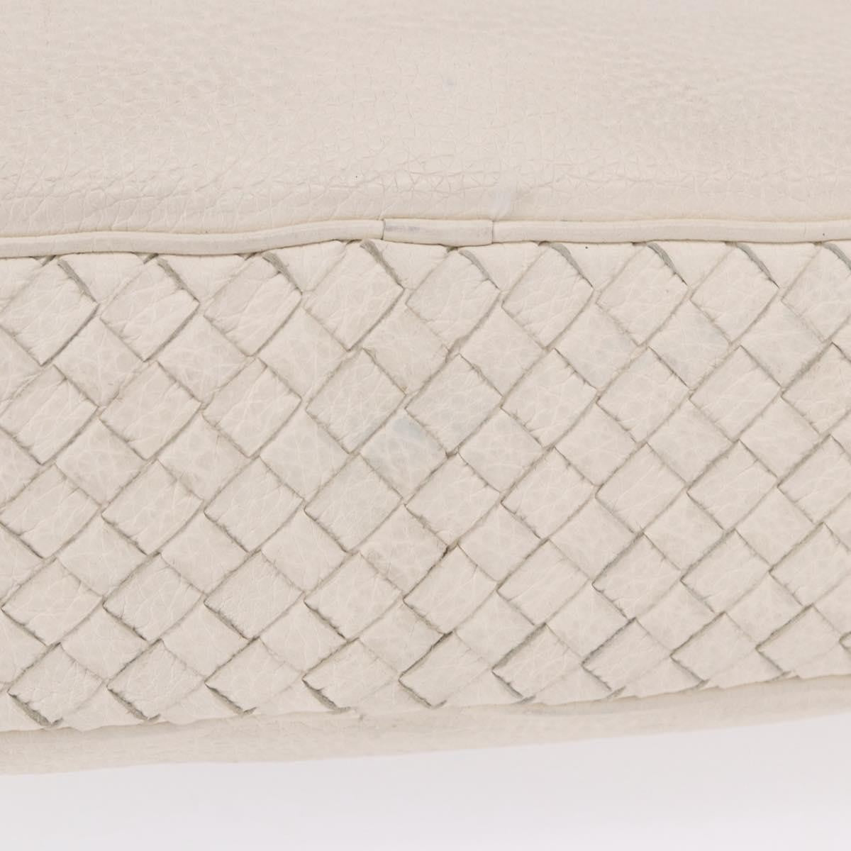 Bottega Veneta Intrecciato Shoulder Leather, White, Leather, Shoulder Bag