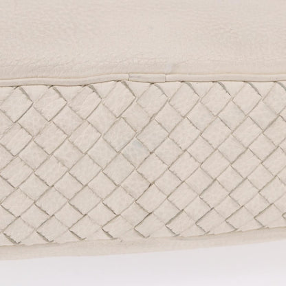 Bottega Veneta Intrecciato Shoulder Leather, White, Leather, Shoulder Bag