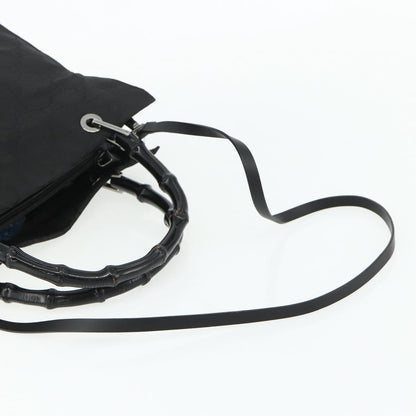 Gucci Vintage Bamboo Handle Tote GG Canvas, Black, Canvas, Tote Bag