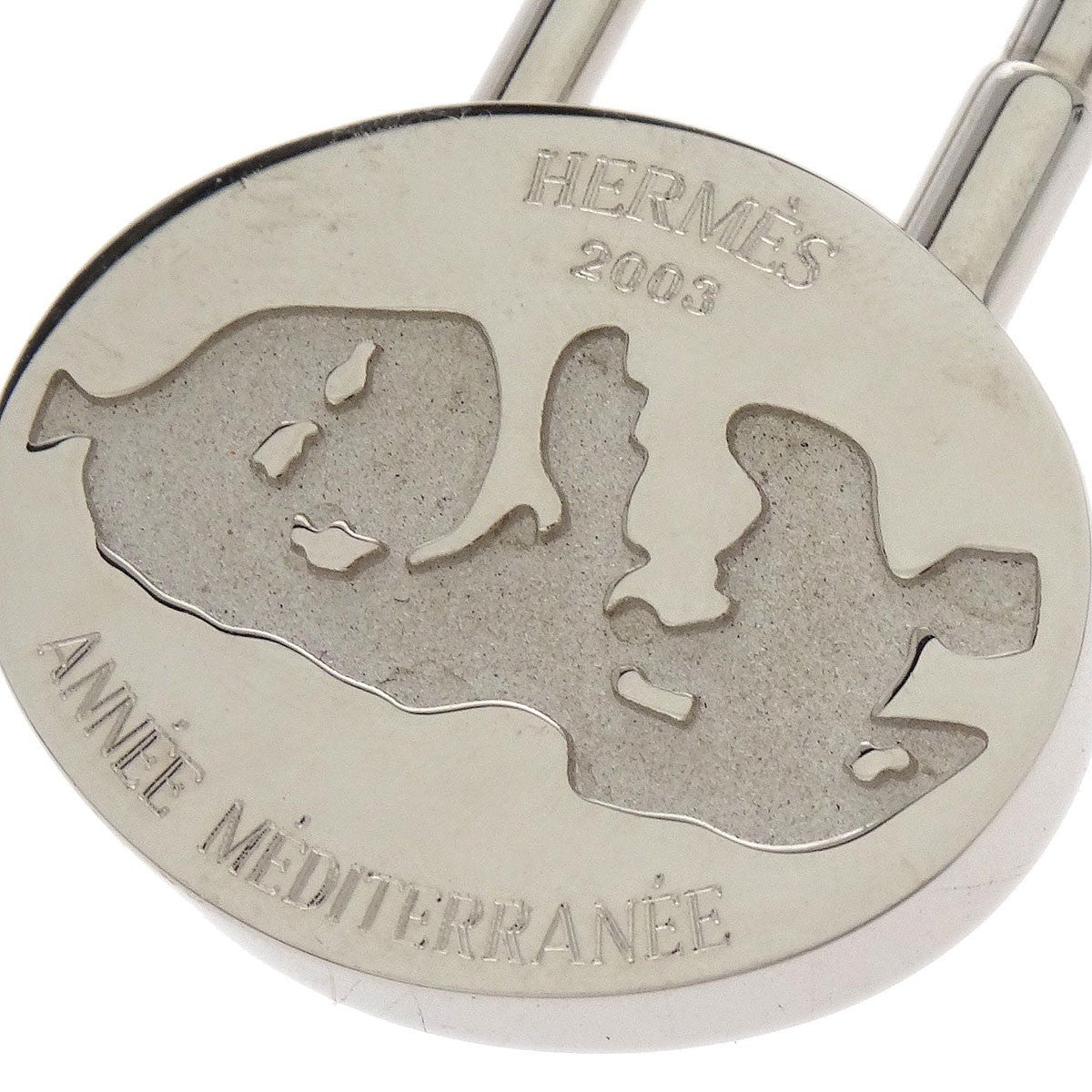 Hermes Annee Mediterranee Cadena Lock Charm Metal, Silver, Silver Plated, Charm