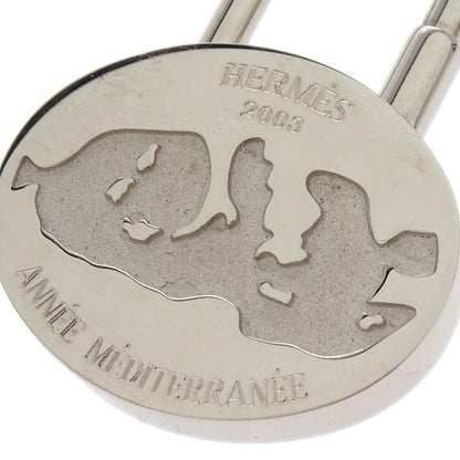 Hermes Annee Mediterranee Cadena Lock Charm Metal, Silver, Silver Plated, Charm