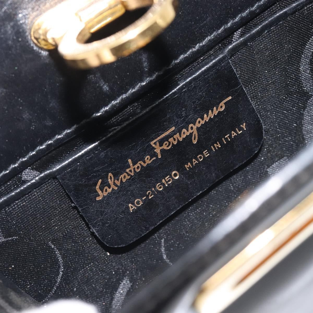 Salvatore Ferragamo Vintage Gancini Chain Patent Leather, Black, Patent Leather, Shoulder Bag