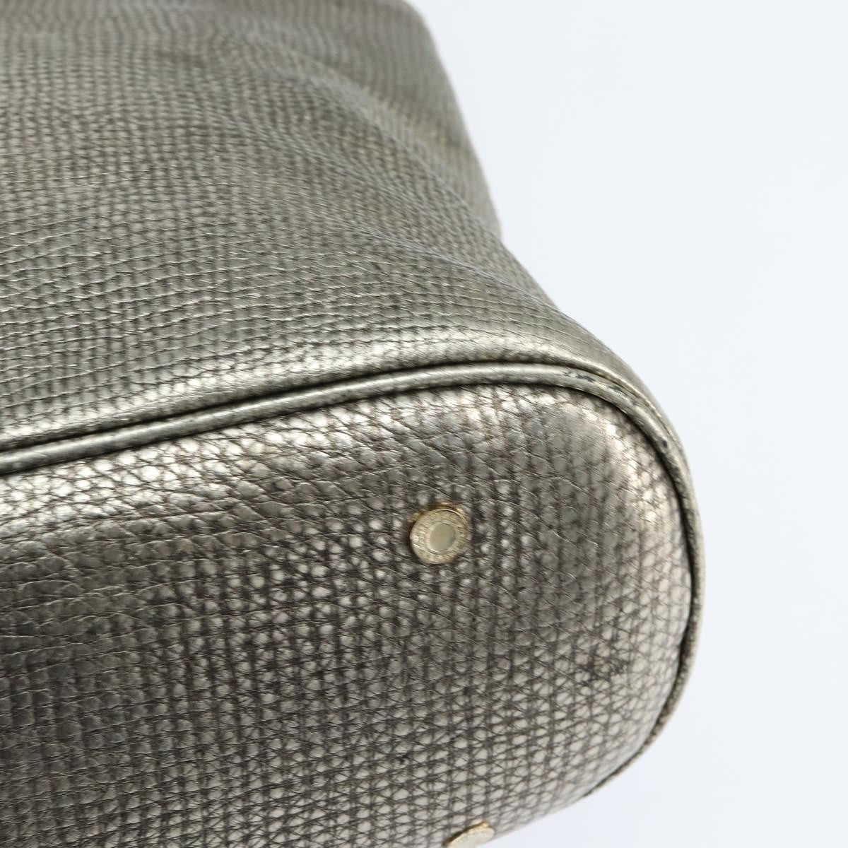 Bvlgari Leoni Top Handle Leather, Silver, Leather, Handbag
