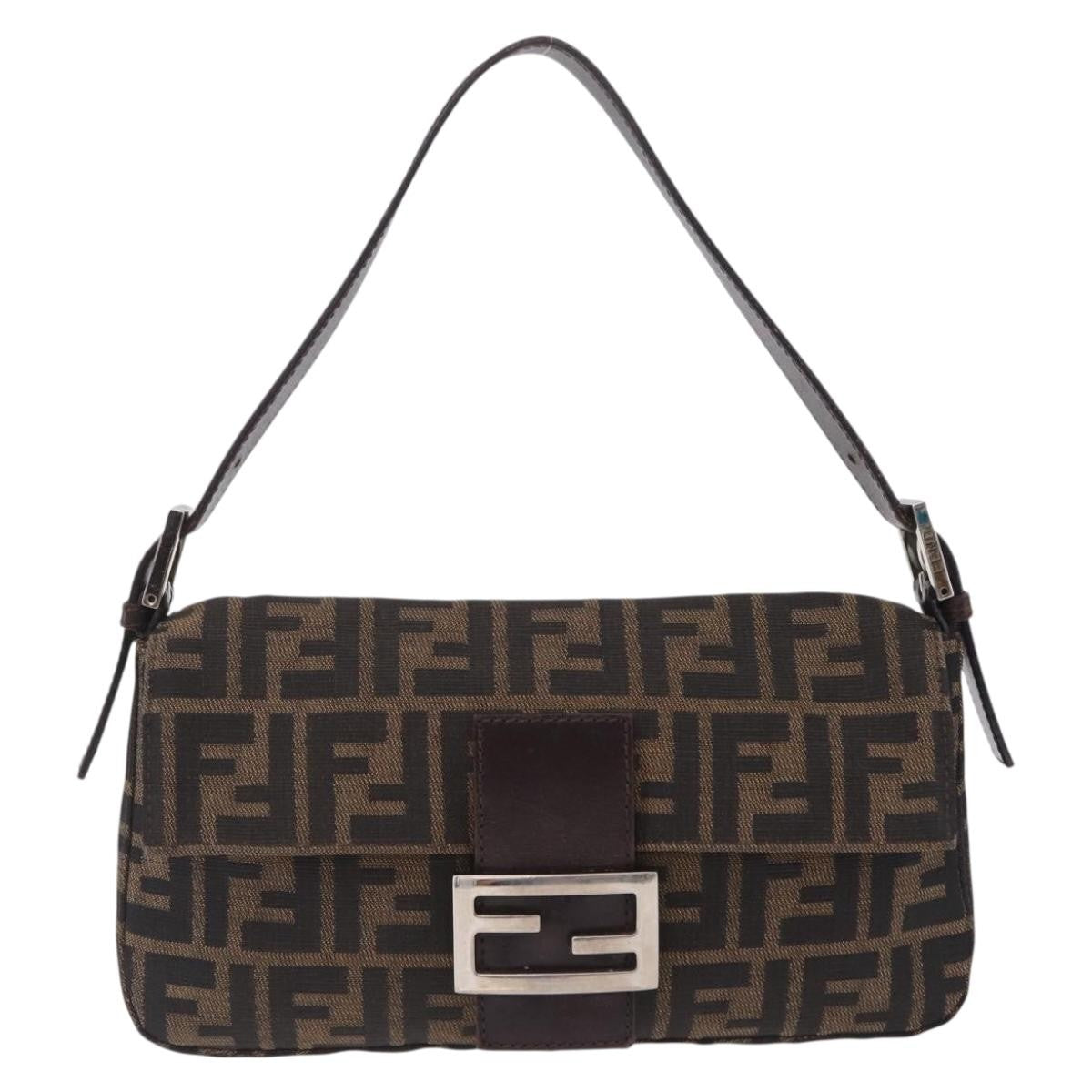 Fendi Baguette Zucca Canvas, Brown, Canvas, Handbag