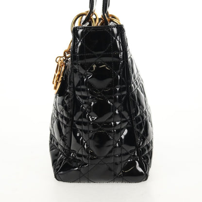 Christian Dior Lady Dior Bag Patent, BLACK, PATENT_LEATHER, Handbag