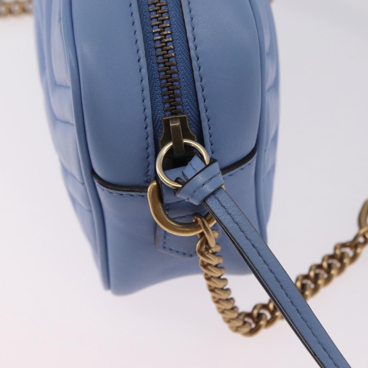 Gucci GG Marmont Matelasse Patent, Blue, Leather, Shoulder Bag