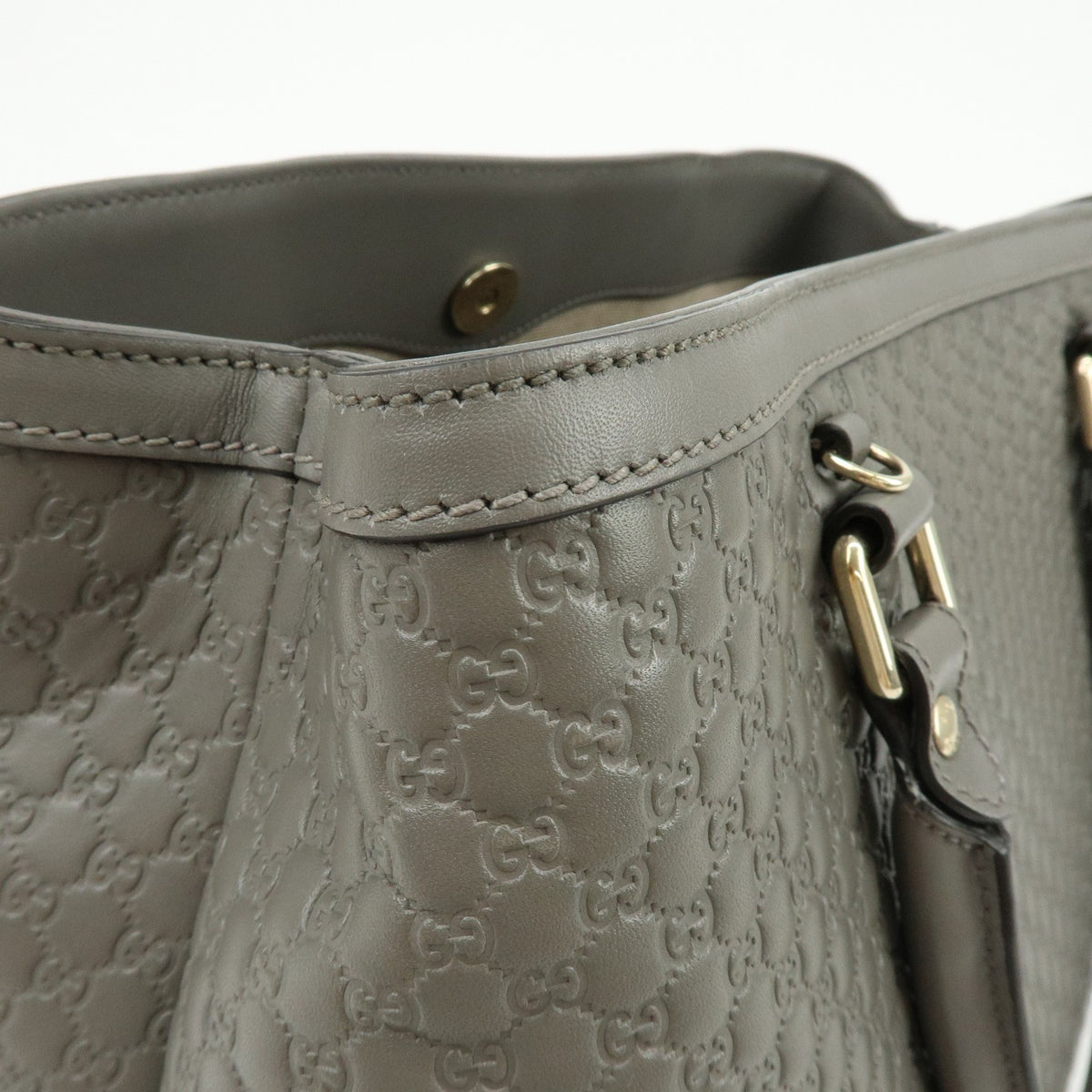 Gucci Zip Pocket Soft Microguccissima Leather, Gray, Leather, Tote Bag