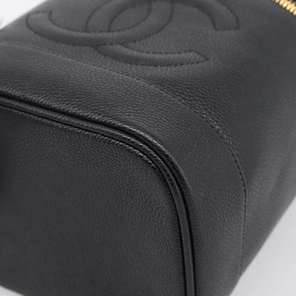 Chanel Vintage Timeless Cosmetic Case Caviar, Black, Leather, Handbag
