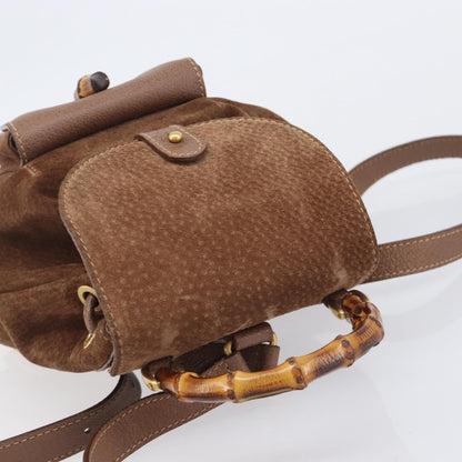 Gucci Vintage Bamboo Suede, Brown, Suede, Backpack