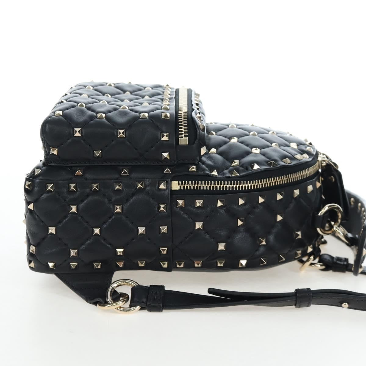 Valentino Garavani Rockstud Spike Quilted Leather, Black, Leather, Backpack