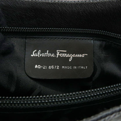 Salvatore Ferragamo Gancio Flap Hobo Leather, Black, Leather, Shoulder Bag