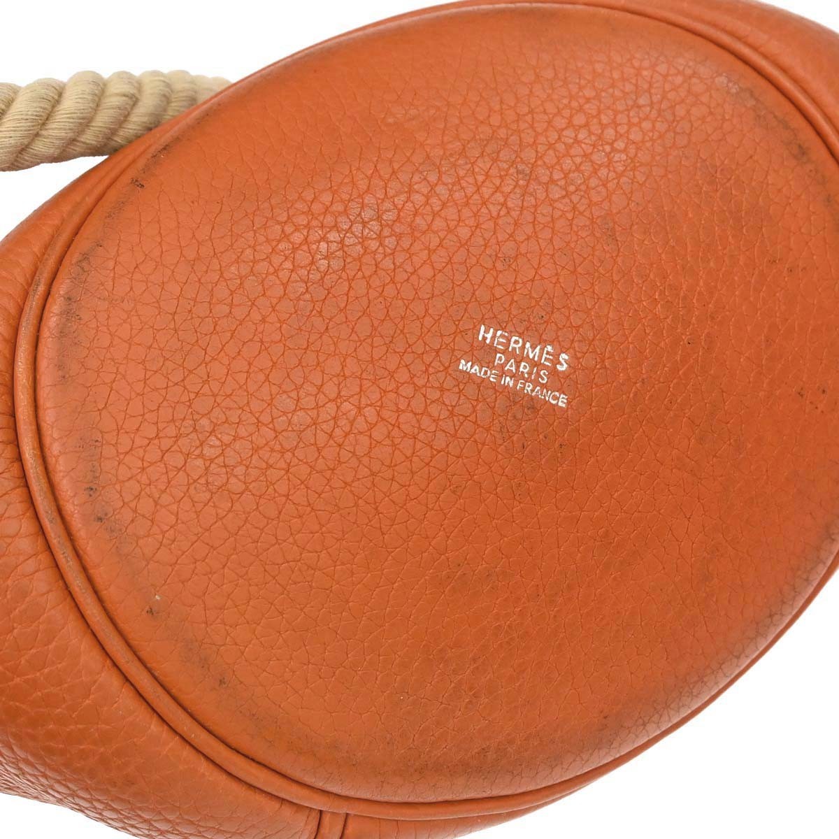 Hermes Mangeoire Clemence, Orange, Leather, Handbag