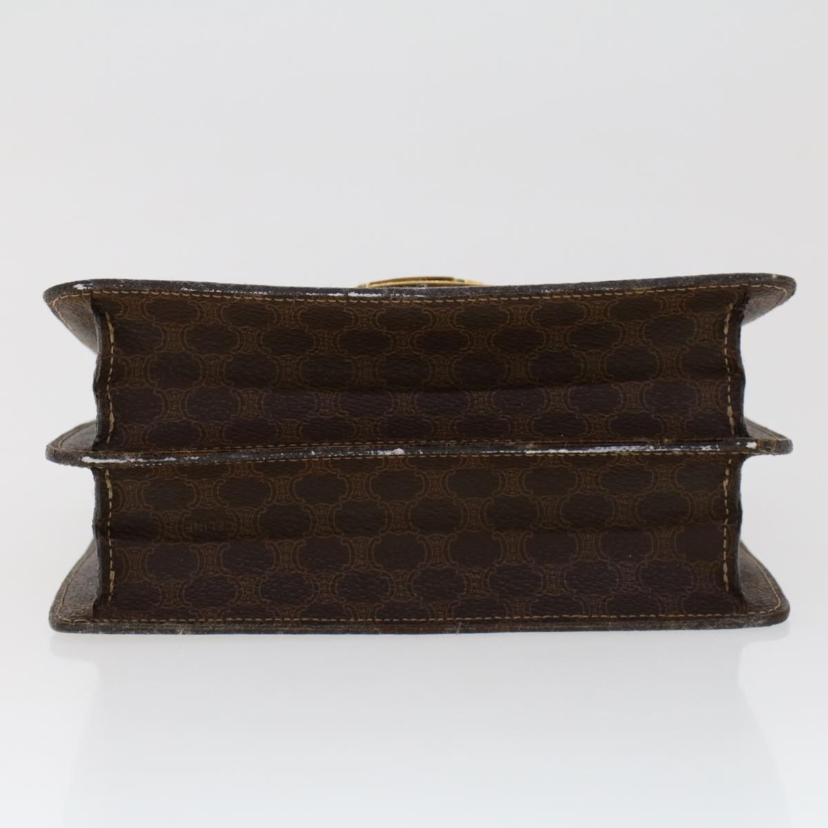 Celine Macadam Handbag Macadam with leather, BROWN, LEATHER, Handbag