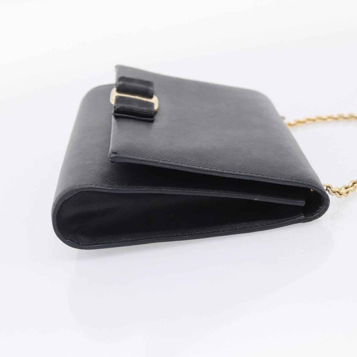 Salvatore Ferragamo Vala Chain Leather, Black, Leather, Shoulder Bag