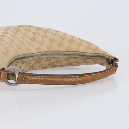 Gucci Vintage Zip Hobo GG Canvas with Leather, Beige, Canvas, Shoulder Bag
