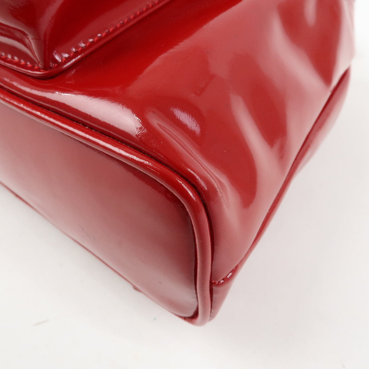 Gucci Vintage Bamboo Patent, Red, Patent Leather, Backpack
