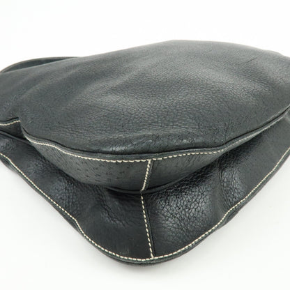 Salvatore Ferragamo Gancini Leather, Black, Leather, Crossbody Bag