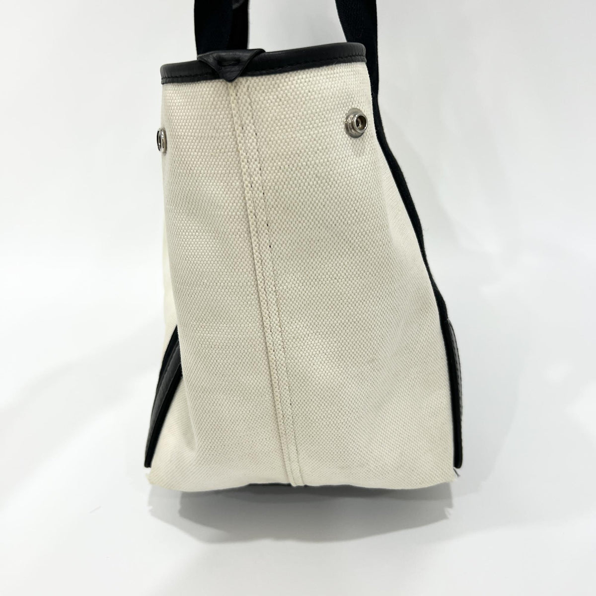 Balenciaga Navy Cabas Canvas with Leather, White, Canvas, Tote Bag