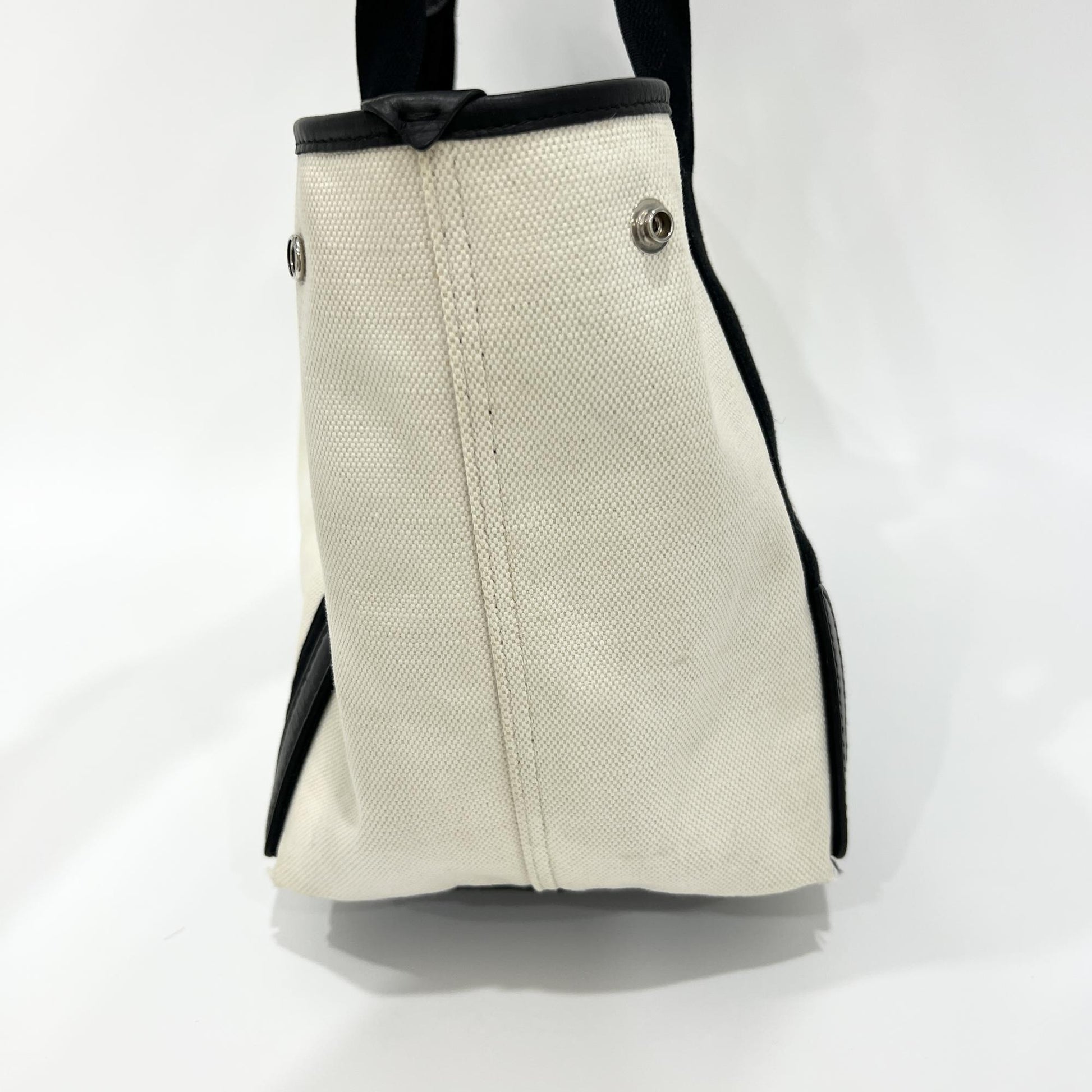 Balenciaga Navy Cabas Canvas with Leather, White, Canvas, Tote Bag