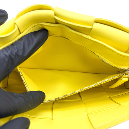 Bottega Veneta Cassette Maxi Intrecciato Leather, Yellow, Leather, Crossbody Bag
