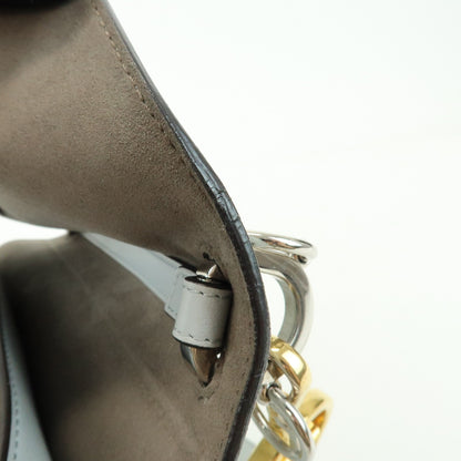 Fendi Kan I F Leather, Gray, Leather, Shoulder Bag