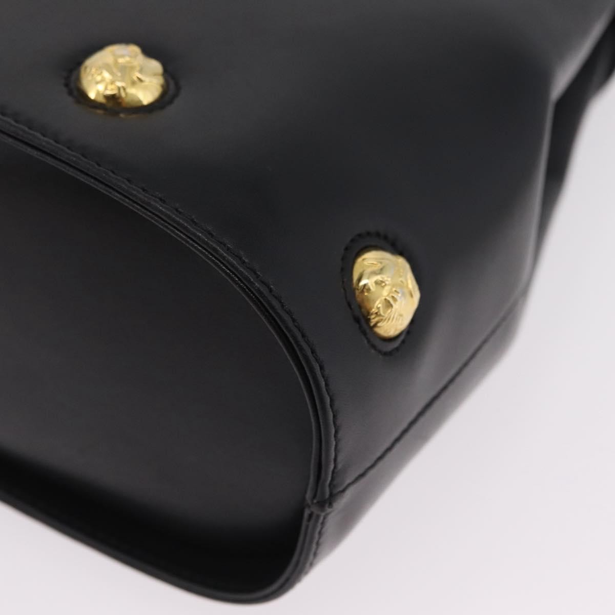 Salvatore Ferragamo Vintage Flap Lock Studded Leather, Black, Leather, Handbag