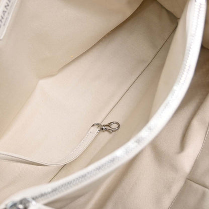 Chanel Up In The Air Top Handle Perforated Leather, White, Leather, Tote Bag