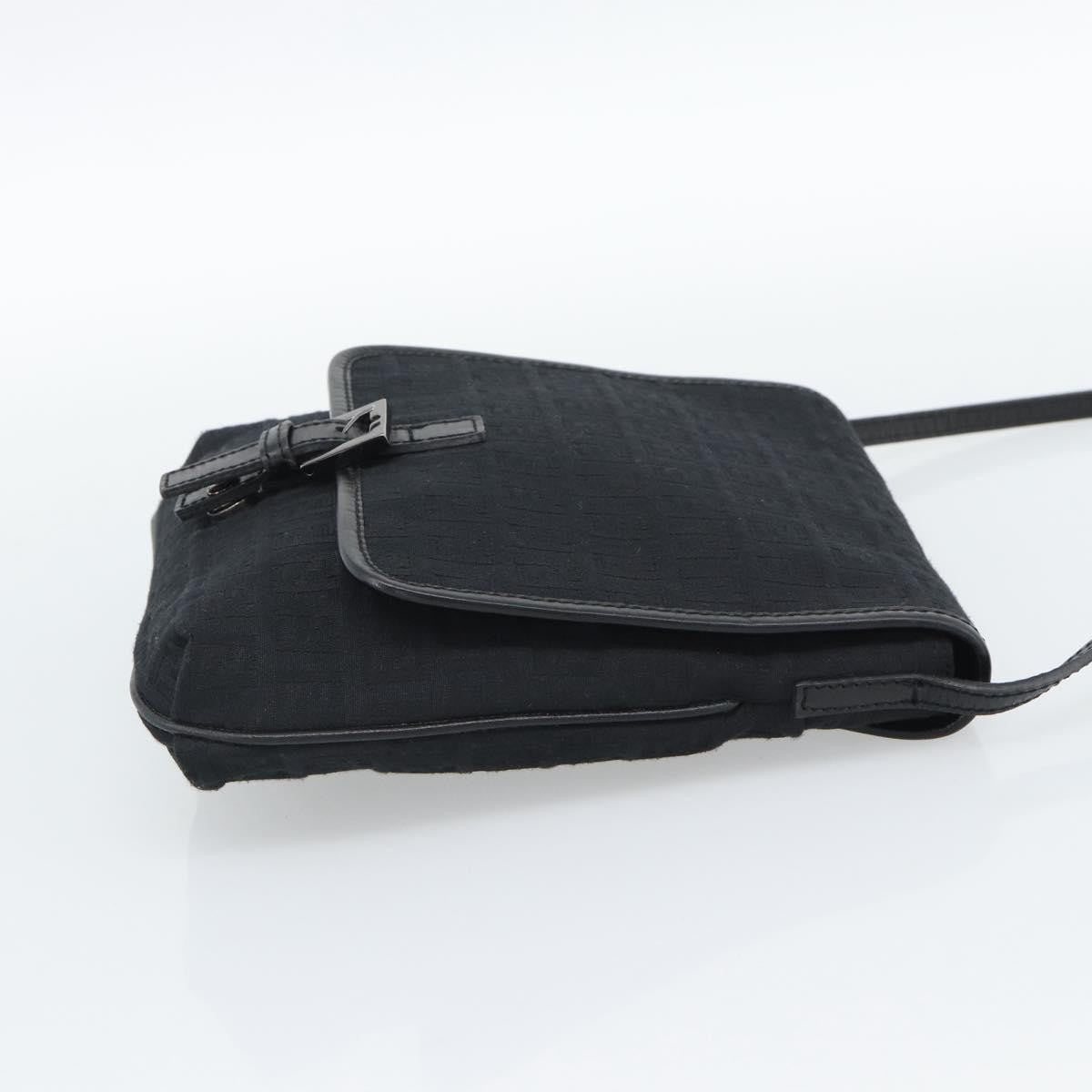 Fendi Shoulder Zucchino Canvas, Black, Canvas, Shoulder Bag