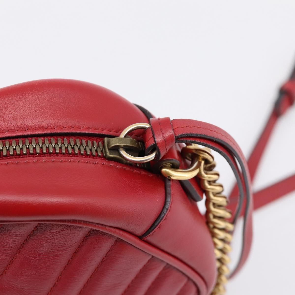 Gucci GG Marmont Matelasse Leather, Red, Leather, Shoulder Bag