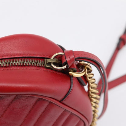 Gucci GG Marmont Matelasse Leather, Red, Leather, Shoulder Bag