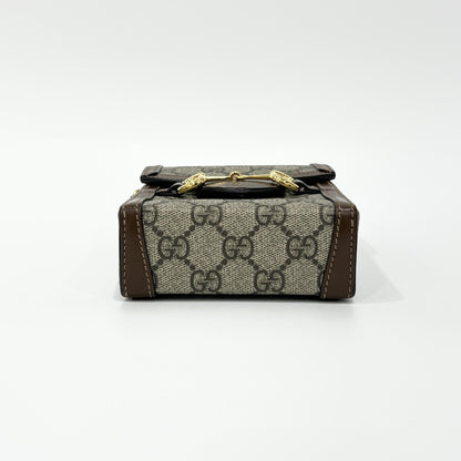 Gucci Horsebit 1955 GG Coated Canvas with Leather, Brown, Canvas, Crossbody Bag
