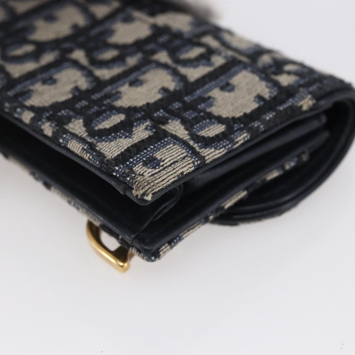 Christian Dior Saddle Card Case Oblique Canvas, Navy, Canvas, Card Holder