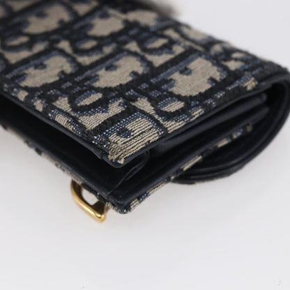 Christian Dior Saddle Card Case Oblique Canvas, Navy, Canvas, Card Holder