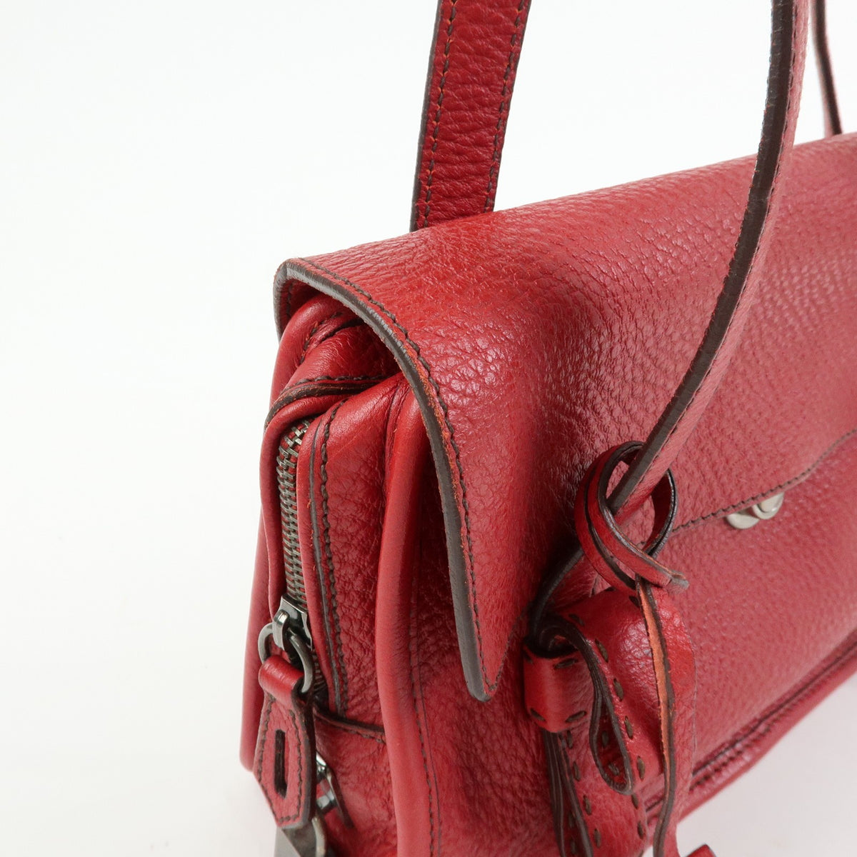 Prada Shoulder Leather, Red, Leather, Shoulder Bag