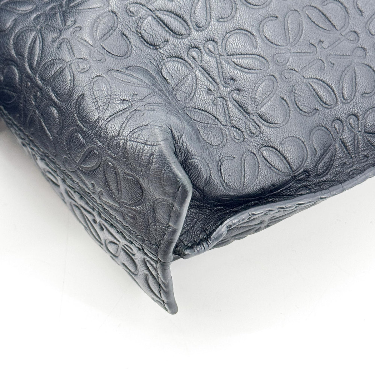 Loewe T Pouch Anagram Embossed Patent, Black, Leather, Clutch
