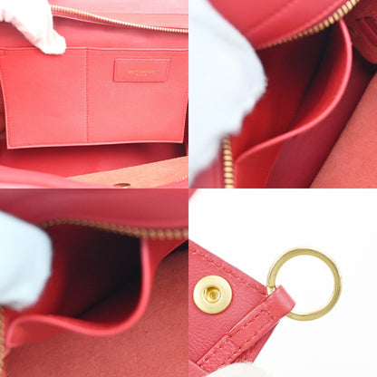Saint Laurent Chyc Cabas Leather, Red, Leather, Tote Bag