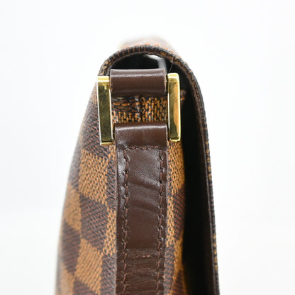 Louis Vuitton Musette Tango Damier Ebene, Brown, Canvas, Shoulder Bag