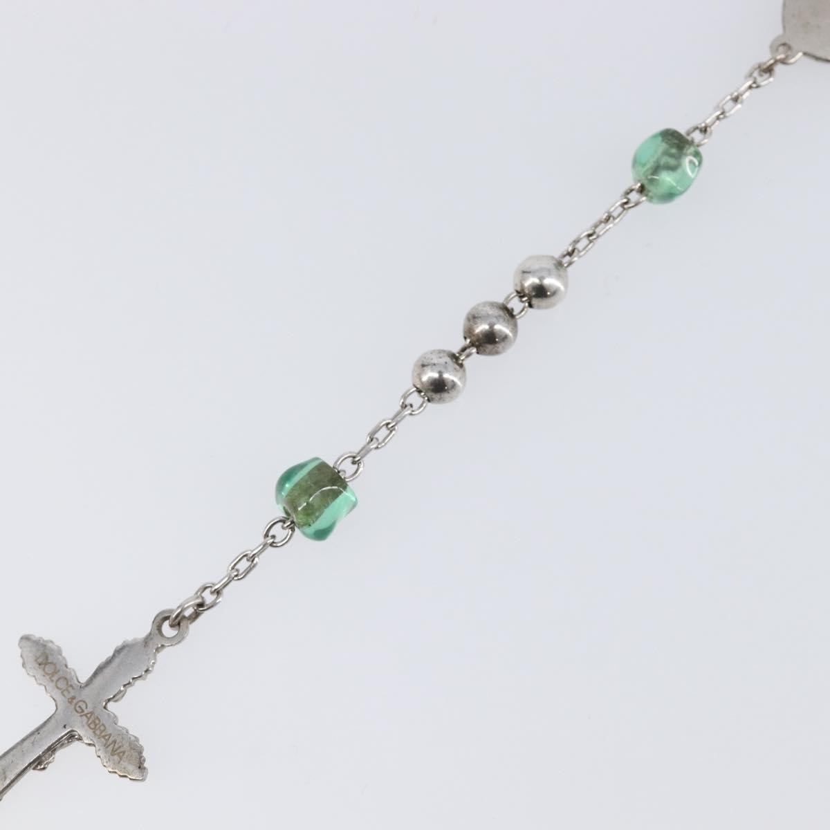 "Dolce & Gabbana Cross Pendant Metal with Crystals, Enamel and Faux Pearls", Silver, Metal, Necklace