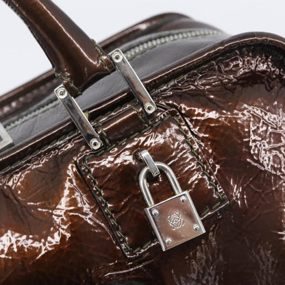 Loewe Amazona Patent, Brown, Patent Leather, Handbag