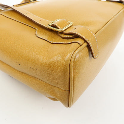 Gucci Vintage Bamboo Leather, Yellow, Leather, Backpack