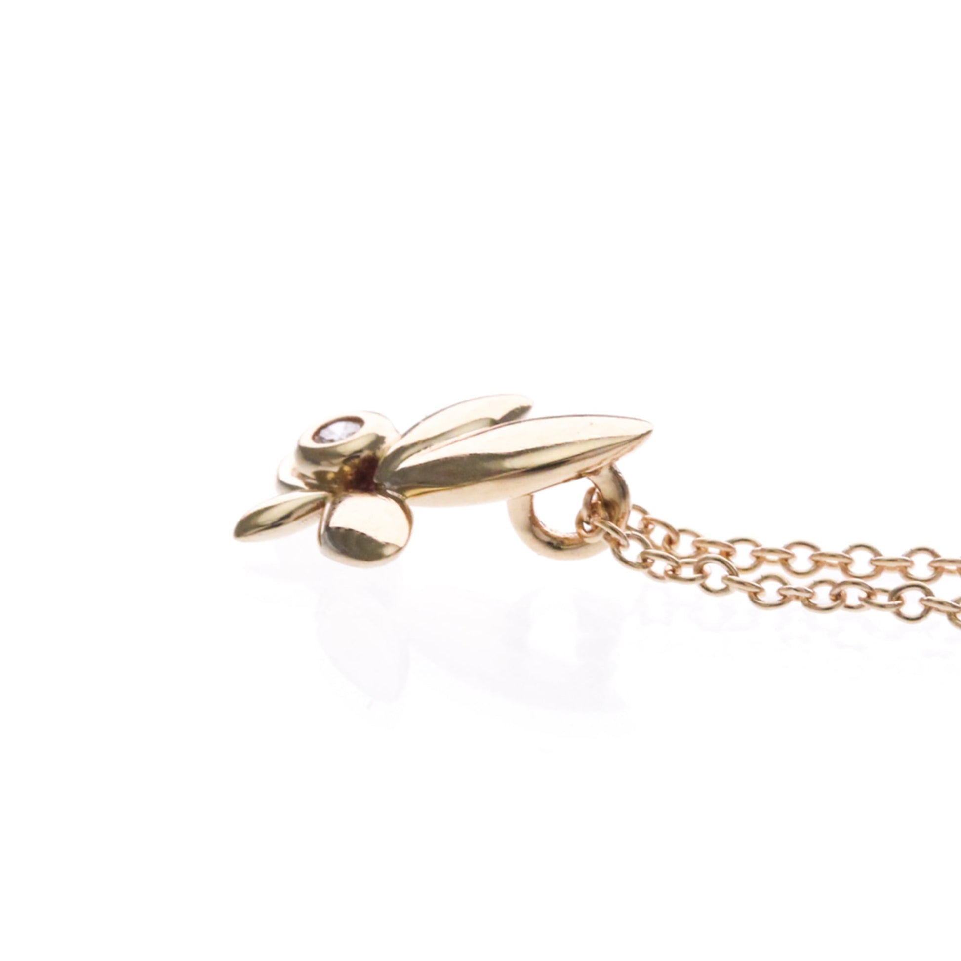 Tiffany & Co. Paloma Picasso Olive Leaf Pendant 18K Rose Gold with Diamond, Gold, Pink Gold, Necklace
