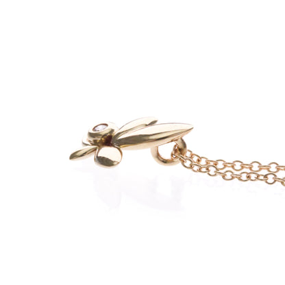 Tiffany & Co. Paloma Picasso Olive Leaf Pendant 18K Rose Gold with Diamond, Gold, Pink Gold, Necklace
