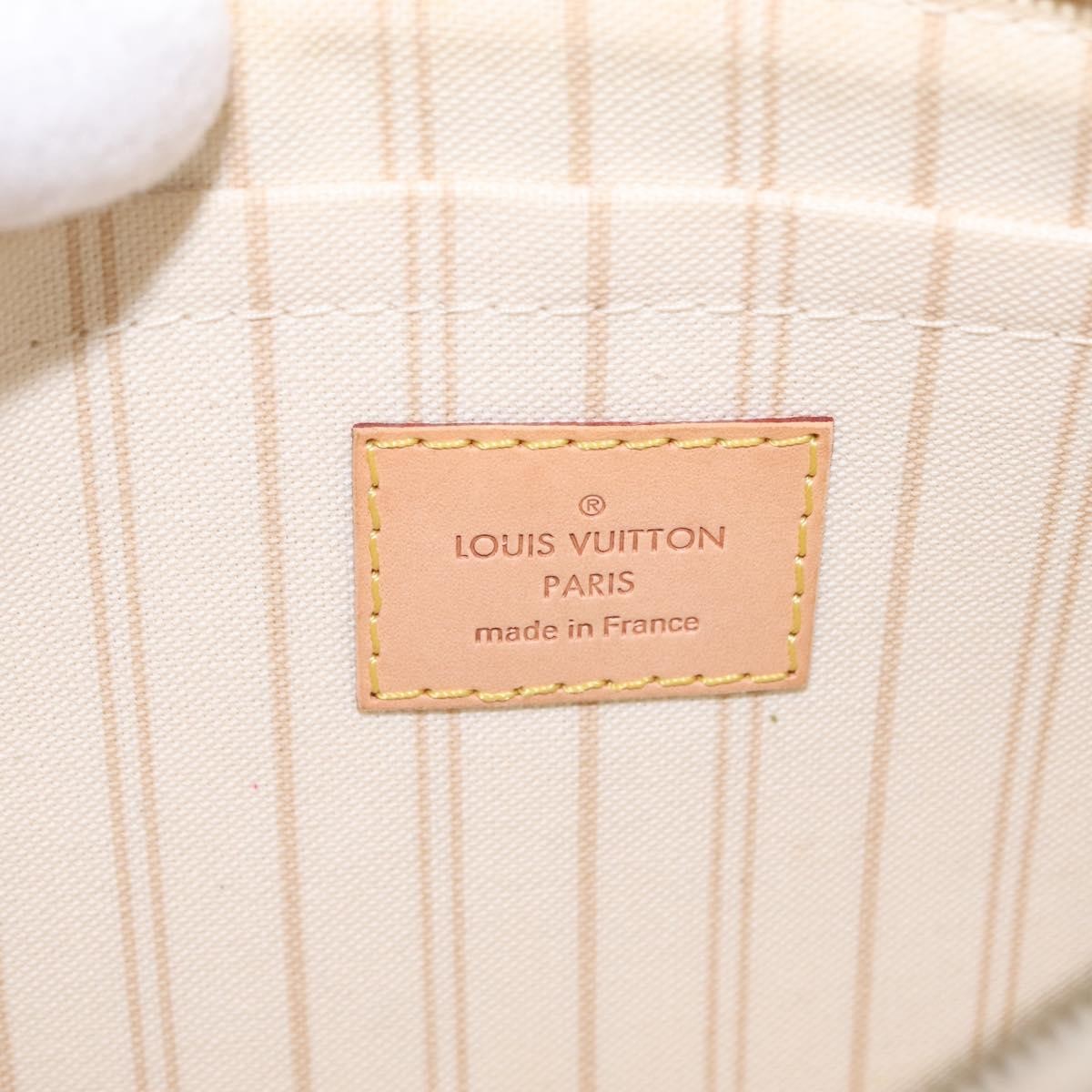 Louis Vuitton Neverfull Pochette Damier, White, Canvas, Clutch