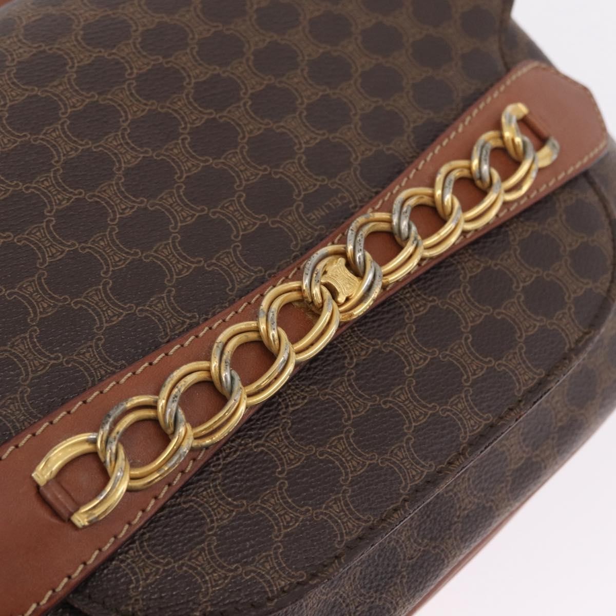 Celine Macadam Shoulder Canvas, Brown, Canvas, Crossbody Bag