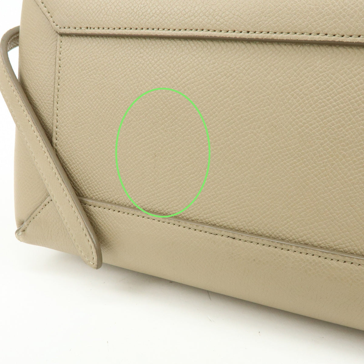 Celine Belt Textured Leather, Beige, Leather, Handbag